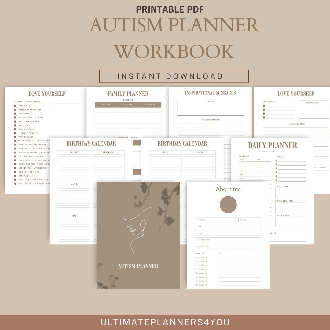 AUTISM workbook for adults | Autism workbook bundle | Autistic self-care | Therapy workbook | Autism worksheets | Autism planner | ASD CANVA