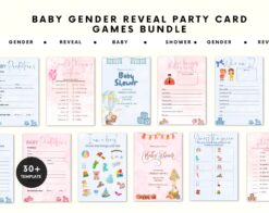 Editable Gender Reveal Game Bundle | Gender Reveal Games | Pink and Blue | Printable Gender Reveal Party Game Bundle | Gender Reveal Ideas