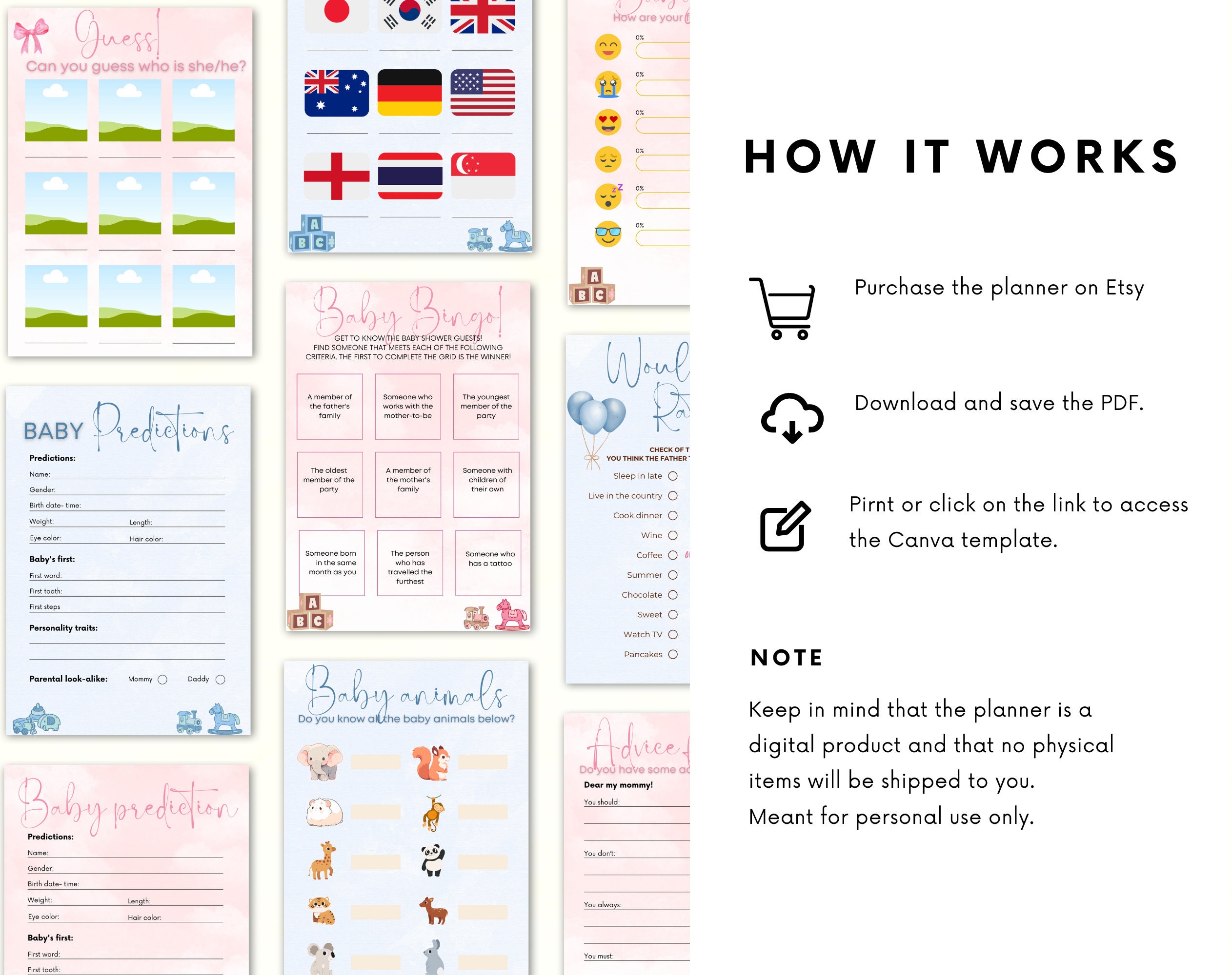 Editable Gender Reveal Game Bundle | Gender Reveal Games | Pink and Blue | Printable Gender Reveal Party Game Bundle | Gender Reveal Ideas - Image 8