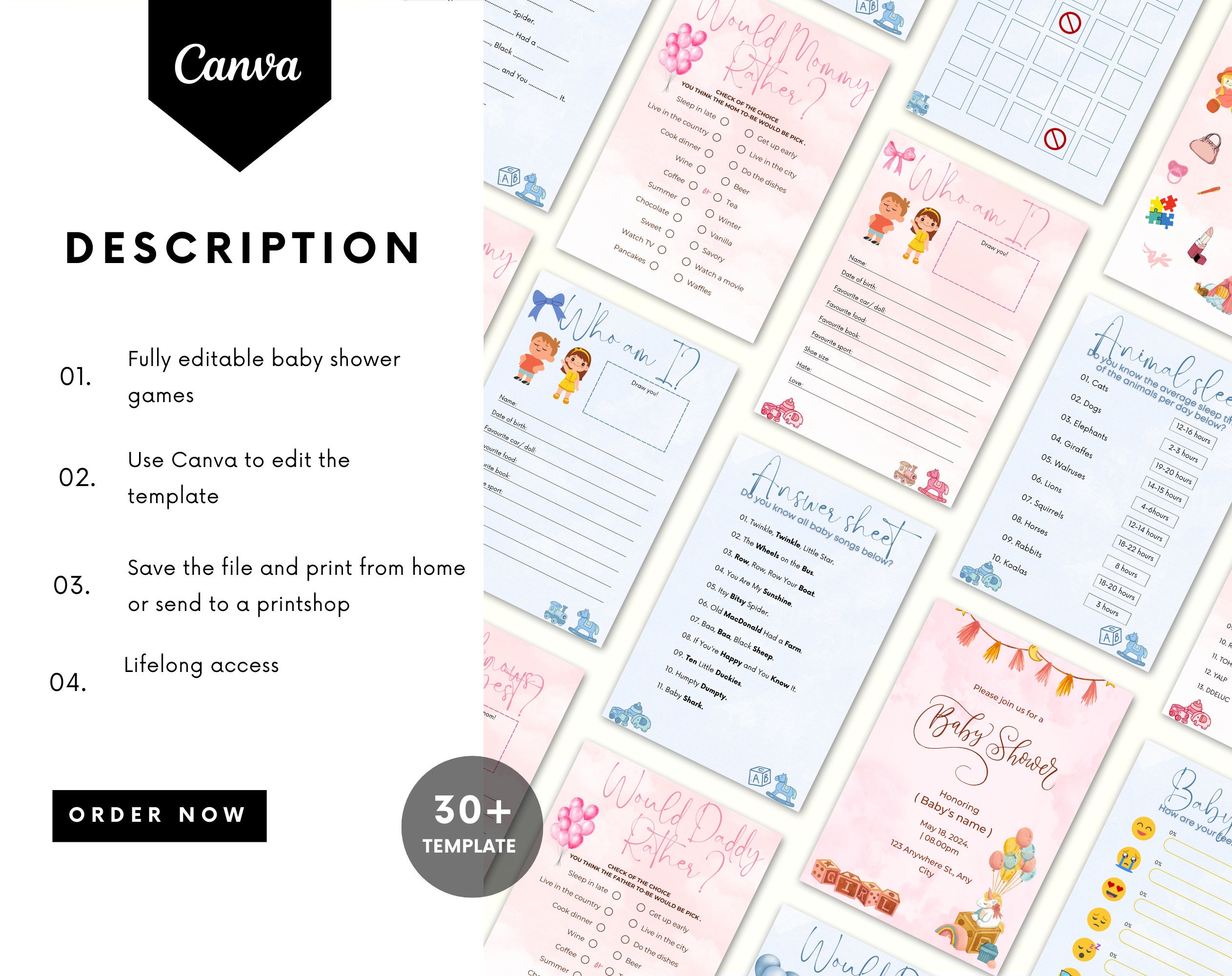 Editable Gender Reveal Game Bundle | Gender Reveal Games | Pink and Blue | Printable Gender Reveal Party Game Bundle | Gender Reveal Ideas - Image 9