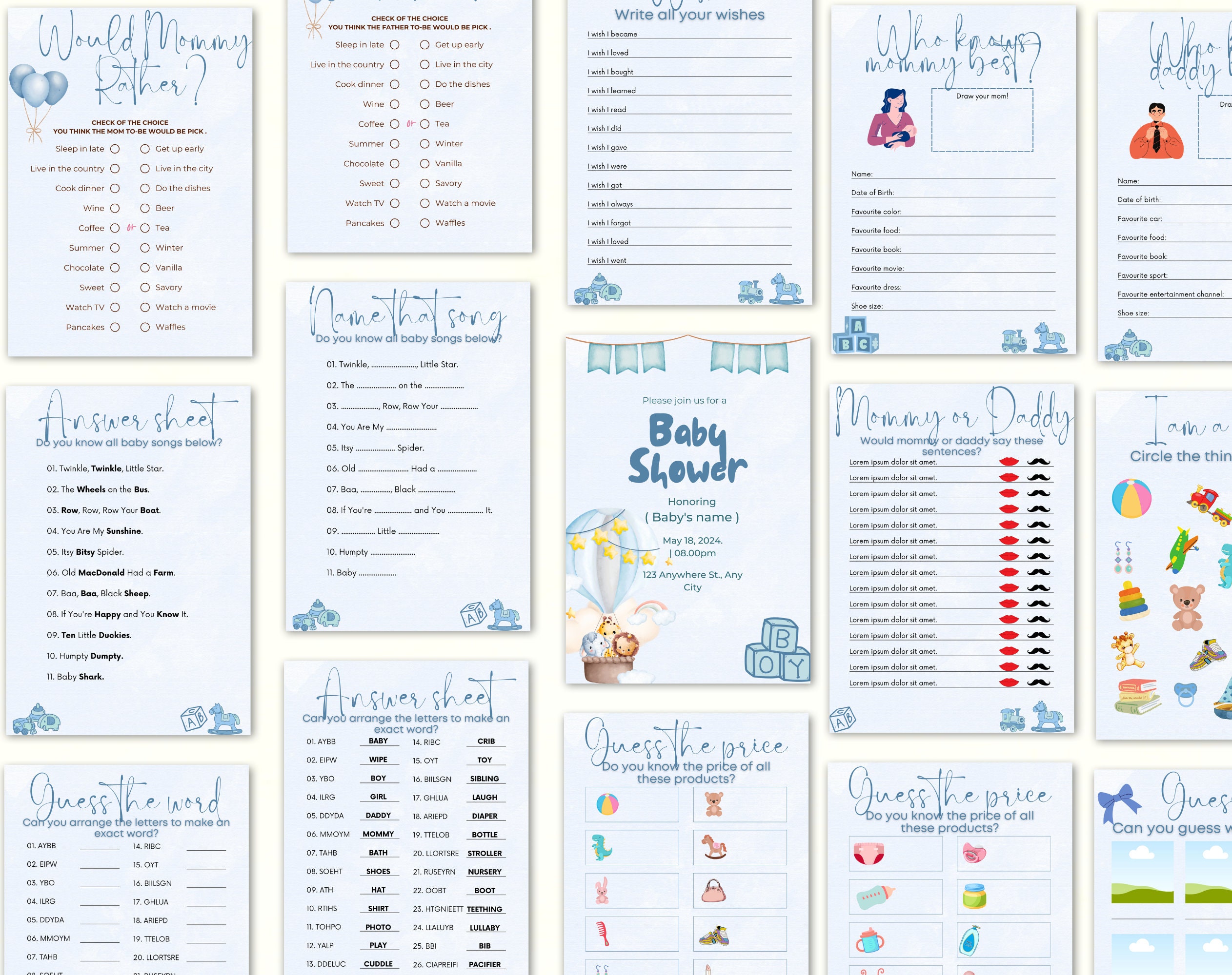 Editable Gender Reveal Game Bundle | Gender Reveal Games | Pink and Blue | Printable Gender Reveal Party Game Bundle | Gender Reveal Ideas - Image 10