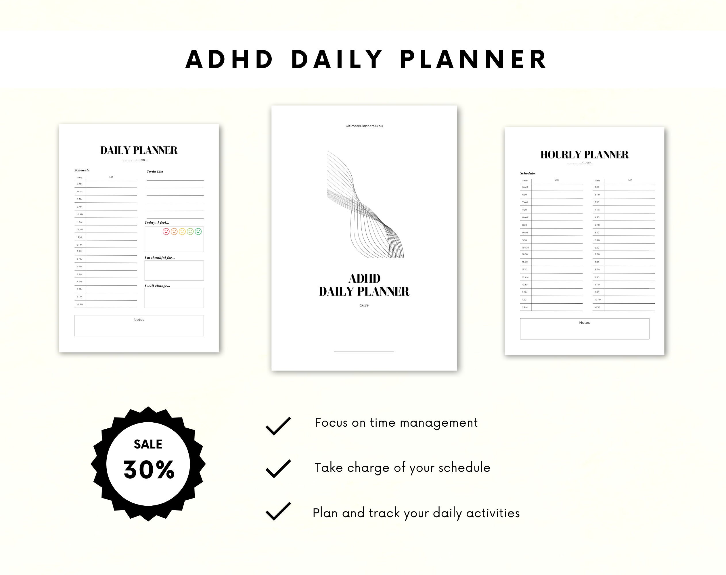 Daily Planner ADHD | ADHD Workbook | ADHD Daily Planner | Hourly Planner | Daily Planner Printable - Image 2