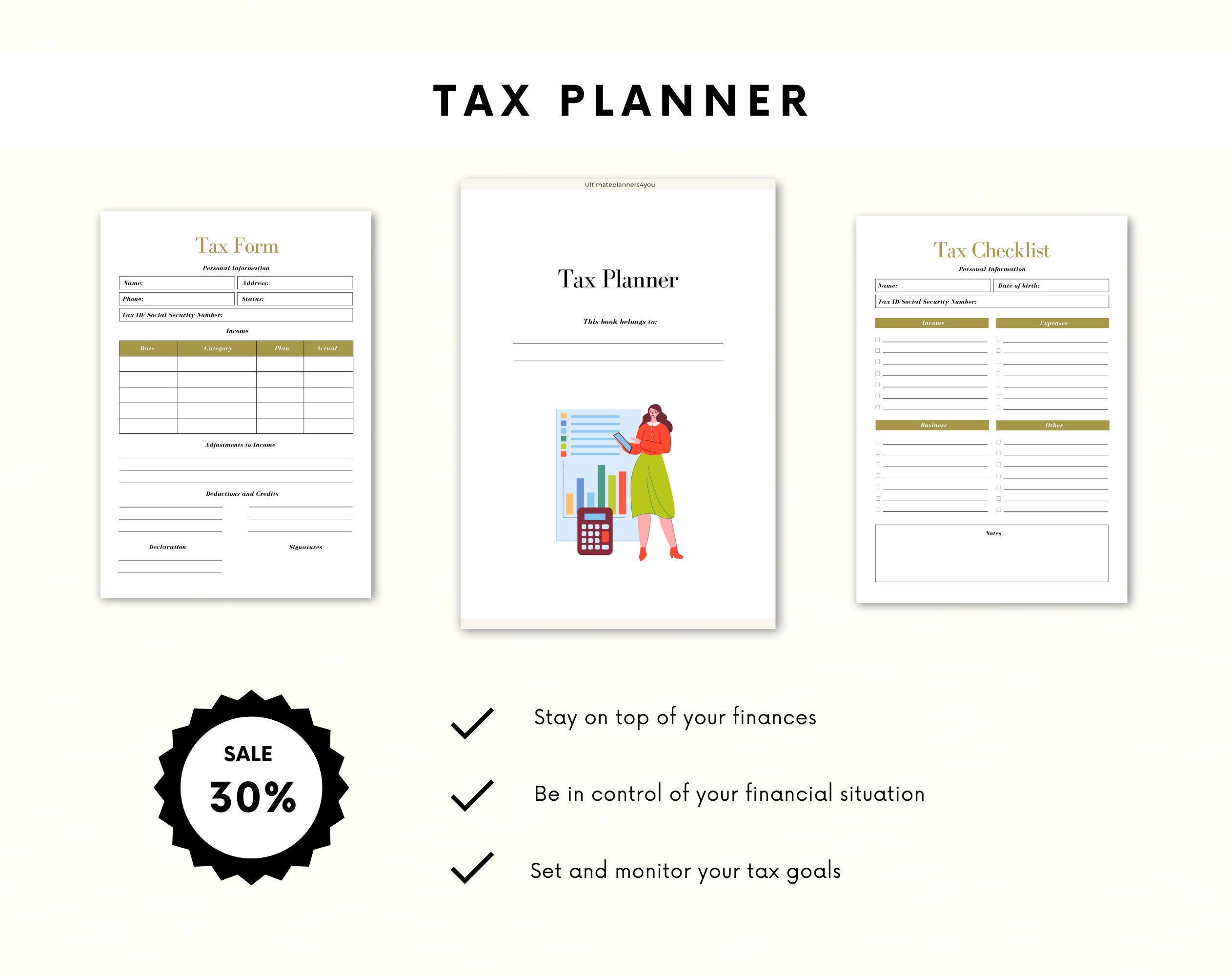 Personal Tax Planner | Tax Organizer | Financial Planner | Tax Checklist | Printable Tax Planner - Image 2