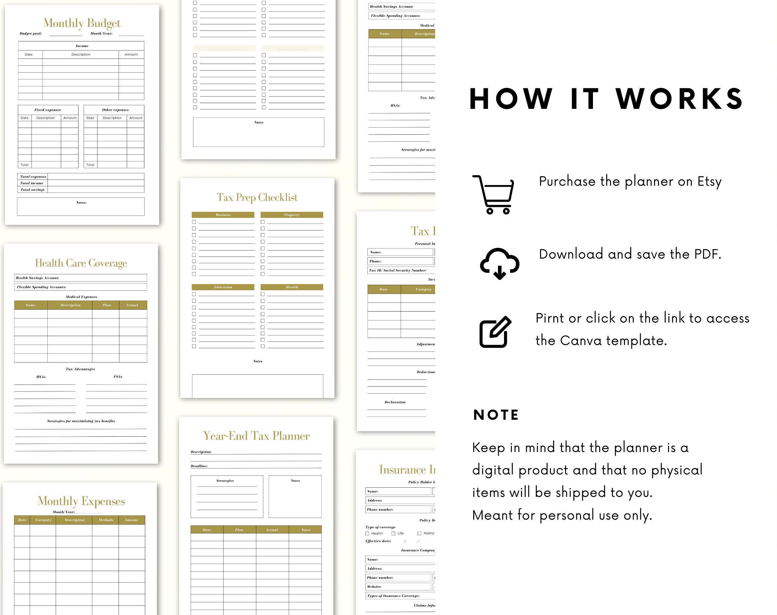 Personal Tax Planner | Tax Organizer | Financial Planner | Tax Checklist | Printable Tax Planner - Image 10